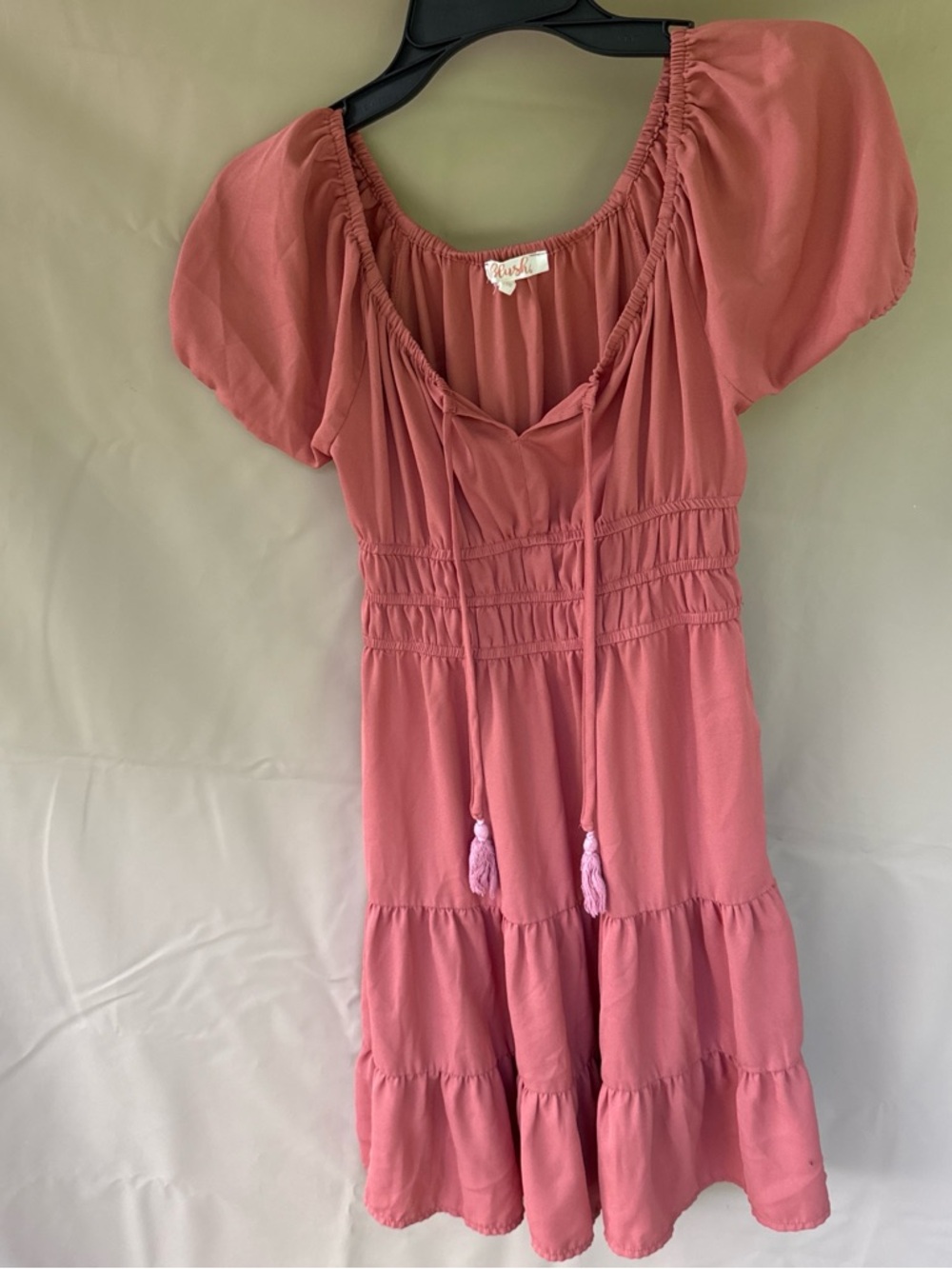 Lavish Rose Pink Tiered Peasant Dress for Girls
